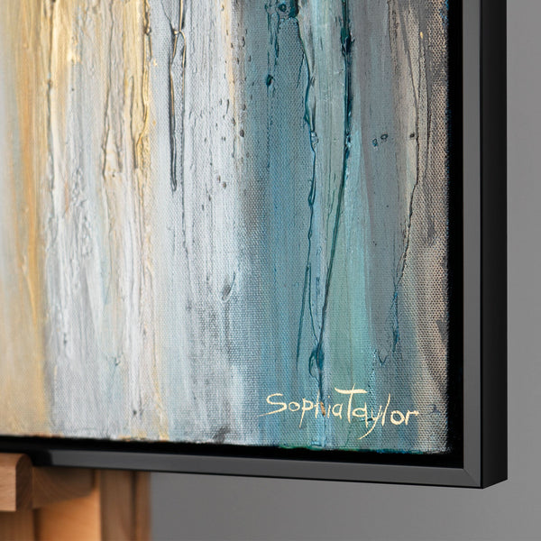 Cuadro acrílico abstracto con la Estatua de la Libertad – Cuadro enmarcado «Luz de la Libertad»