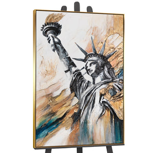 Goldgerahmtes Acrylbild – Freiheitsstatue auf Leinwand als wanddeko