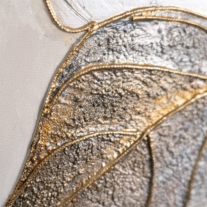 Details goldene blätter – strukturierte wandbilder modern