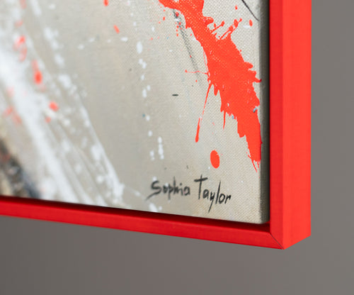 Lebendige Farbkomposition mit roten Spritzern