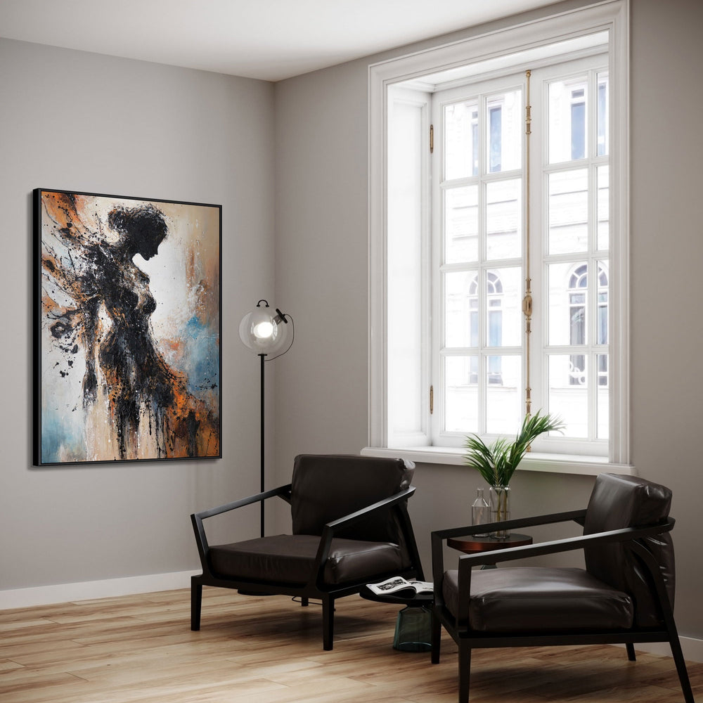 Original handgemaltes Acrylbild „Feurige Silhouette“ auf Leinwand