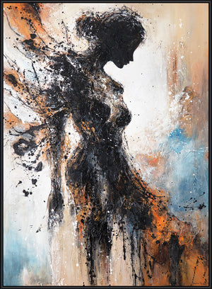 Original handgemaltes Acrylbild „Feurige Silhouette“ auf Leinwand mit Rahmen