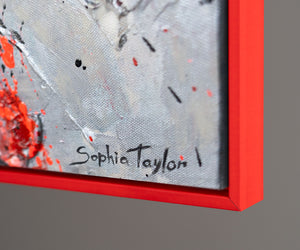 Seitenansicht des Leinwandbildes mit Holzrahmen