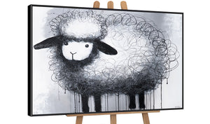 Acrylbild mit Rahmen „Fröhliches Schaf“ – Dekoration für Kinderzimmer und Wohnraum