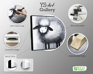 Acrylbild mit Rahmen „Fröhliches Schaf“ – Dekoration für Kinderzimmer und Wohnraum