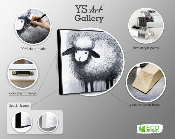 Acrylbild mit Rahmen „Fröhliches Schaf“ – Dekoration für Kinderzimmer und Wohnraum