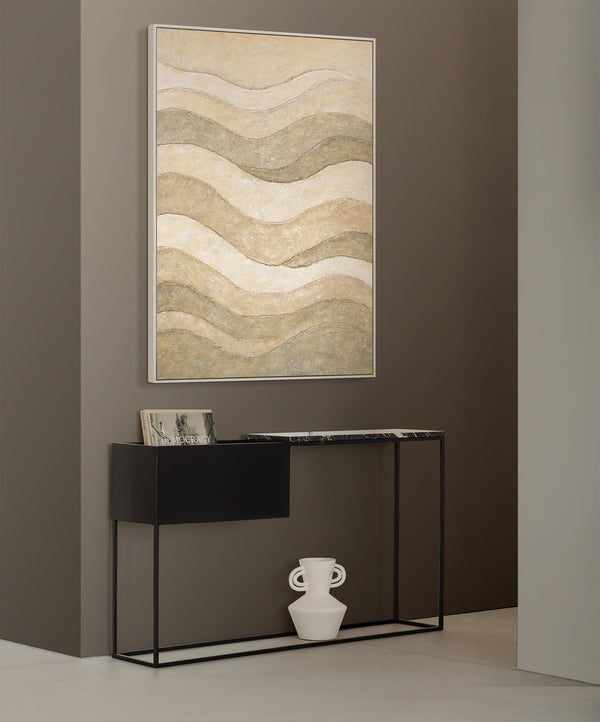 Cuadro abstracto beige – Decoración moderna para salón en lienzo “El susurro de los valles”