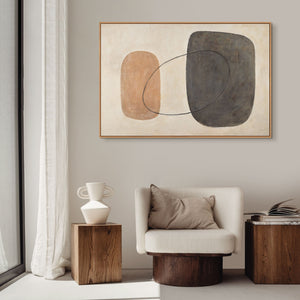 Abstraktes Leinwandbild Beige Braun Handgemalt