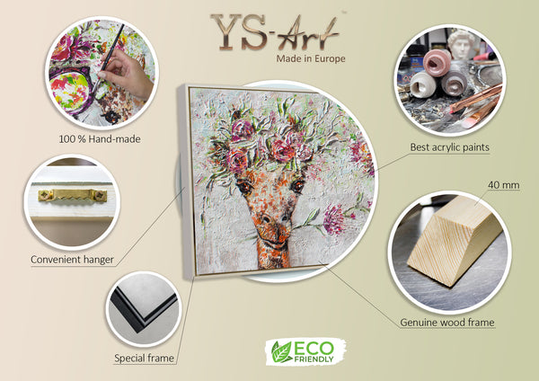 Cuadros acrílicos sobre lienzo "Jirafas" con marco – Arte moderno