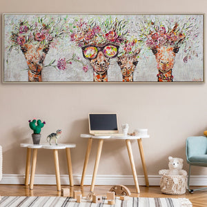 Cuadros acrílicos sobre lienzo "Jirafas" con marco – Arte moderno