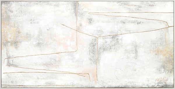 Pintura abstracta moderna "Lazo dorado" en lienzo pintado a mano con marco