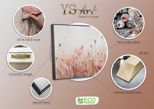 Cuadro Pintado a Mano de Flores con Marco para Sala de Estar "Abril"