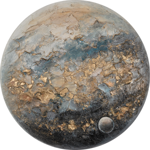 Leuchtendes Acrylbild mit goldenen Details und moderner Ästhetik - Orbis