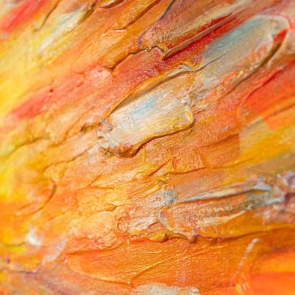 Detail Acrylmalerei mit Mohnblumen, strukturierte Leinwandoptik