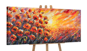 Leinwandbild auf Staffelei mit abstrakten Mohnblumen