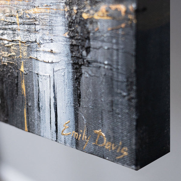 Seitenansicht Gemälde auf Leinwand mit Pinselstruktur