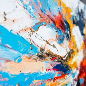 Moderne Kunst für Wohnzimmer – Buntes Acrylbild "Fluss der Energie" 115x50cm