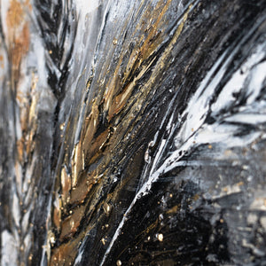 Handgemaltes Acrylbild auf Leinwand mit Ährenmotiv in Gold "Stacheln" 115x50cm