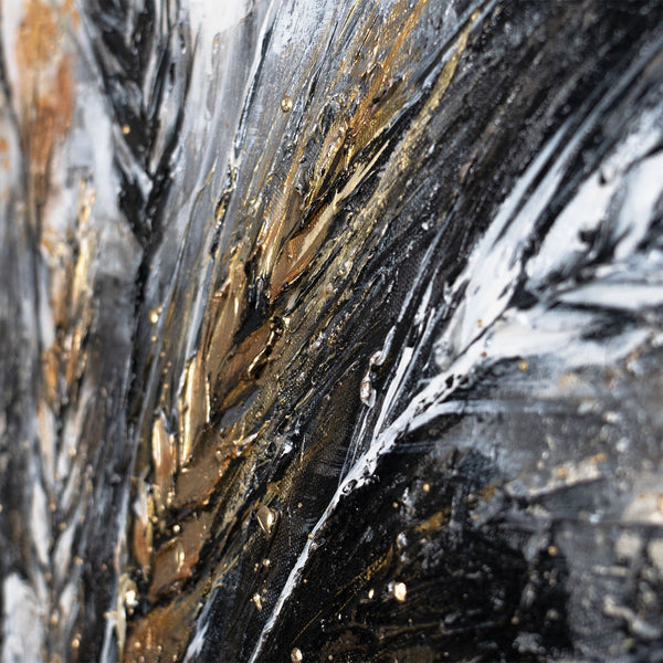 Handgemaltes Acrylbild auf Leinwand mit Ährenmotiv in Gold "Stacheln" 115x50cm