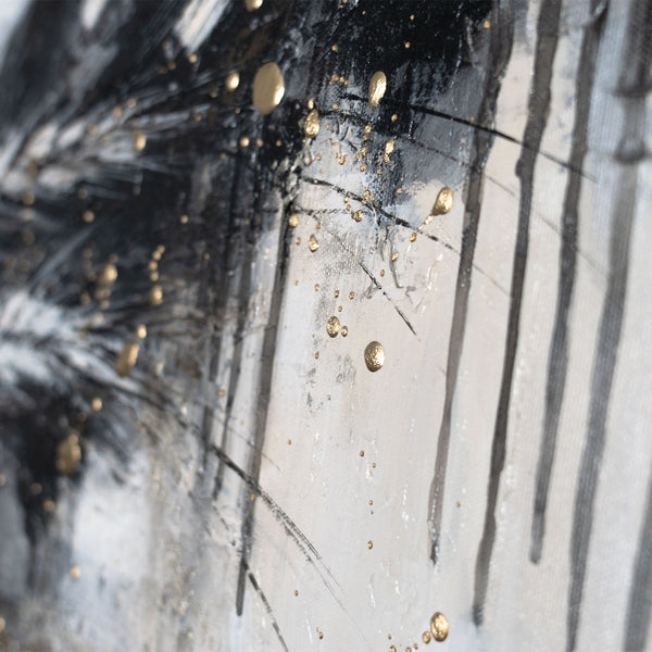 Handgemaltes Acrylbild auf Leinwand mit Ährenmotiv in Gold "Stacheln" 115x50cm