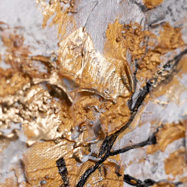 Detail strukturierte Goldfarbe – Acryl auf Leinwand modern