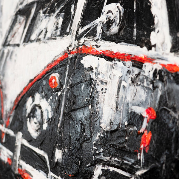 Rote Akzente Acrylbild Auto – Wandkunst im Retro-Stil modern