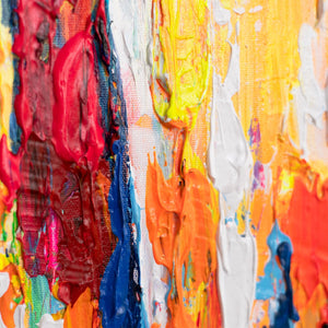 Nahaufnahme bunter Acrylstruktur – abstrakte Wanddeko modern