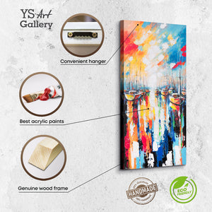 Leinwandbild mit Struktur und Holzrahmen – moderne Acrylkunst