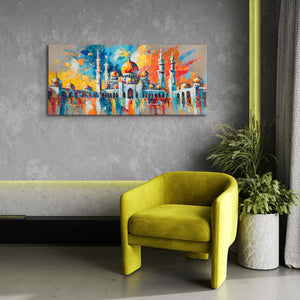 Wohnzimmer Wanddeko mit Acrylbild Architektur – abstrakte Leinwandkunst
