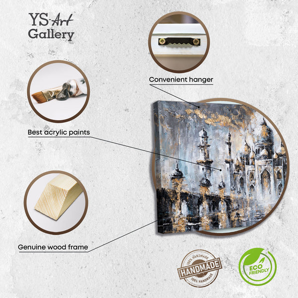 Infografik Leinwandbild mit Holzrahmen, Aufhänger, Acrylfarben