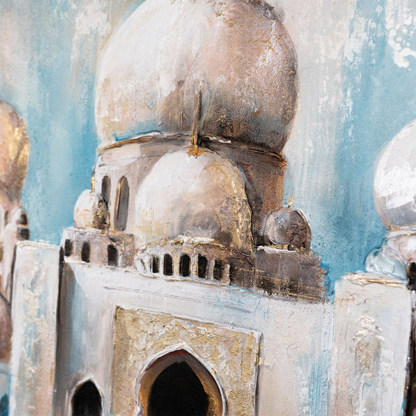 Goldene Kuppel mit Struktur – moderne Acrylkunst Architektur