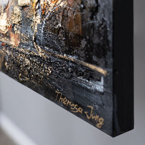 Seitenansicht Leinwandbild mit Goldakzenten und Ballons