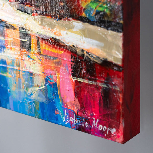 Seitenansicht Leinwandbild mit sichtbarem Rand und Signatur