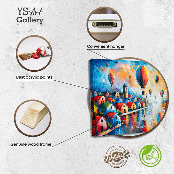 Infografik Leinwandbild mit Acrylfarben und Holzrahmen