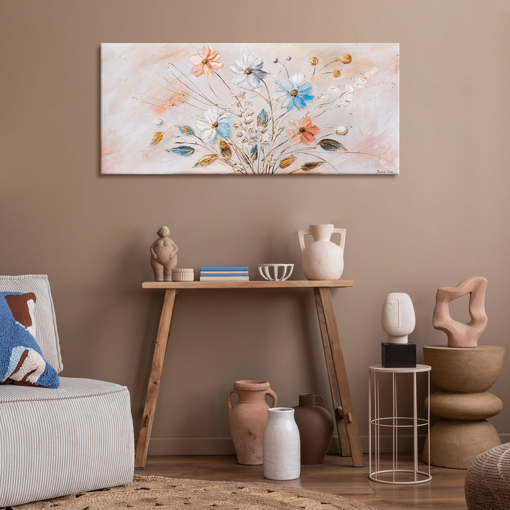 blumen bilder gemalt, wohnzimmer bilder, acrylbilder blumen modern