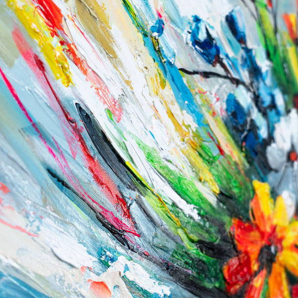 acryl blumenstrauß, kunst modern