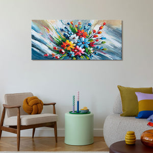 wandbild wohnraum modern, blumenbild interieur deko