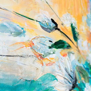 acryl kunst blütendetail, florale malerei struktur