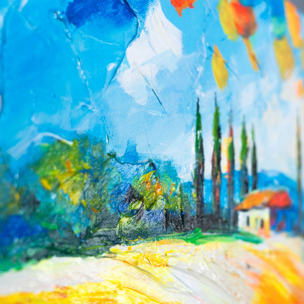 hügel landschaft leinwand, bunte felder wanddeko