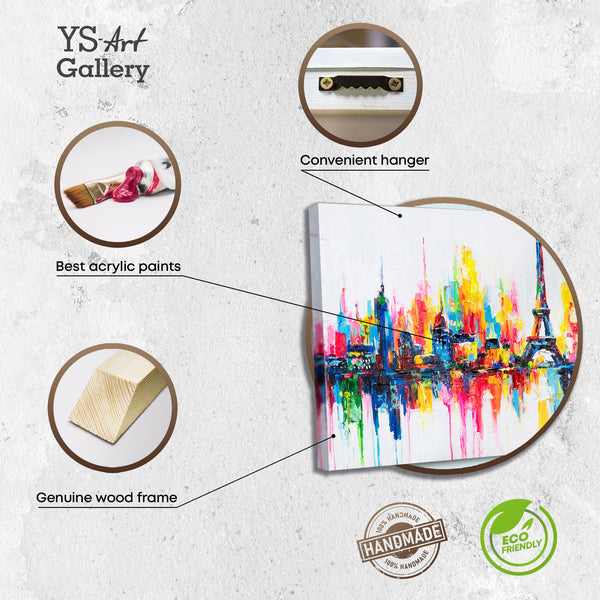 Infografik Leinwandgemälde mit Acrylfarben und Aufhänger