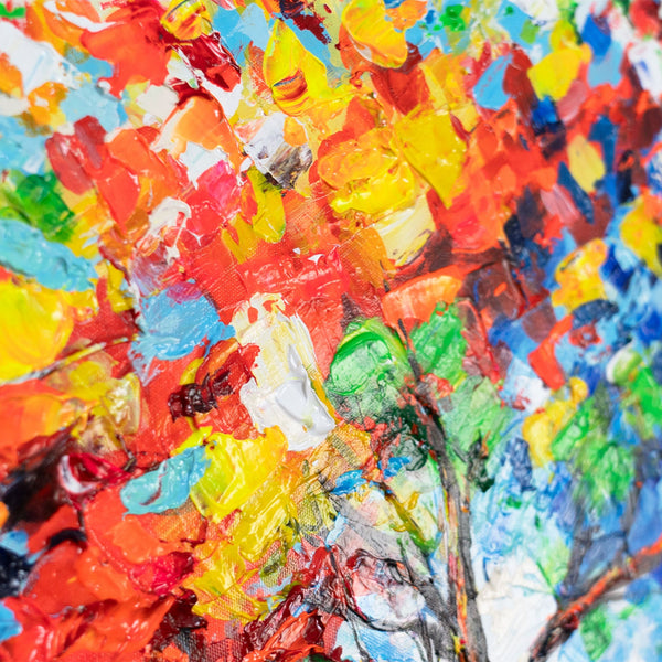 Farbiges Blätterdach auf Leinwand – abstrakte Acrylmalerei