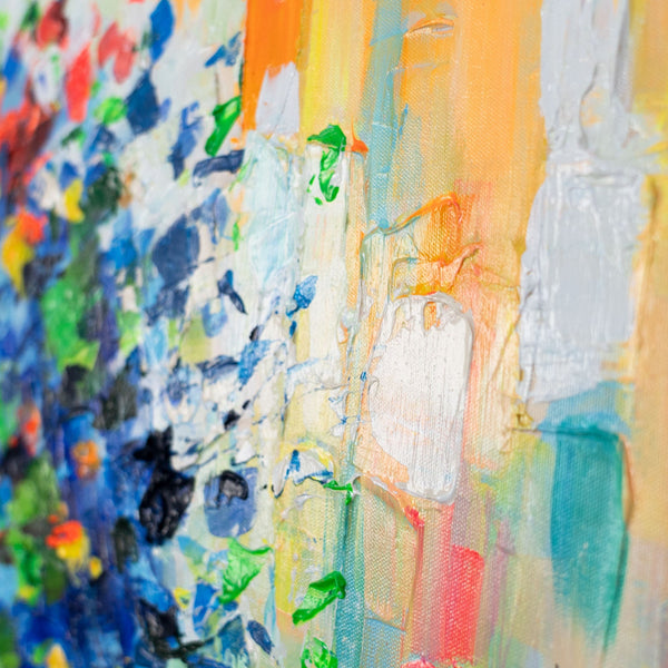 Strukturierter Pinselstrich – Wandbild mit buntem Hintergrund