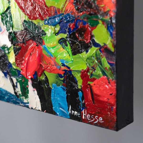 Seitenansicht Leinwandbild mit gut sichtbarem Rand und Signatur