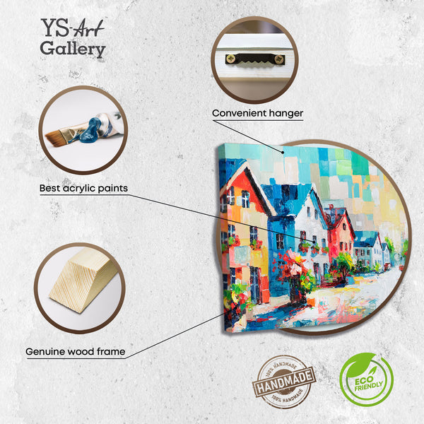 Infografik Leinwandbild mit Acrylfarben, Holzrahmen und Aufhänger