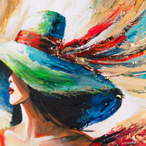 hut und haare, frauenfigur seitlich