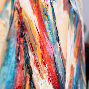 Seitenansicht handgemaltes Leinwandbild Frau mit rotem Hut