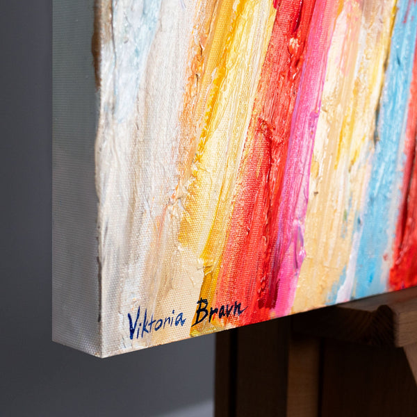 Handsigniertes Acrylbild Frau mit Hut – moderne Wanddeko