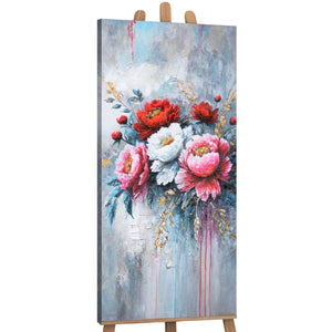 Blumenbild auf Staffelei – Acrylgemälde florale Kunst