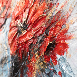 Makro Mohnblume Acrylmalerei – florale Kunst auf Leinwand