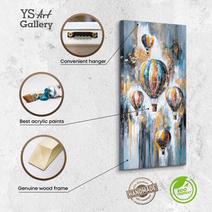 Infografik Acrylbild Leinwand: Ballonmotiv, Rahmen & Aufhänger